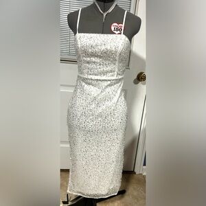 Lulu's White Beaded Wedding Dress